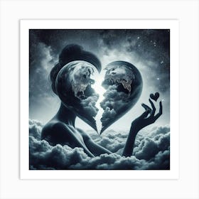 Earth In A Heart 1 Art Print