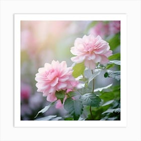 Flowers Leaves Nature Soft Freshness Pastel Botanical Plants Blooms Foliage Serene Delic (2) Art Print