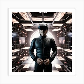 Man In A Virtual Reality Helmet Art Print