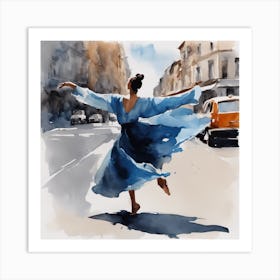 Dancer In Blue Dress 1 Art Print