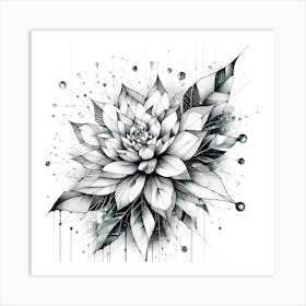 Flowers -Abstract Line Art Illustration 2 Art Print