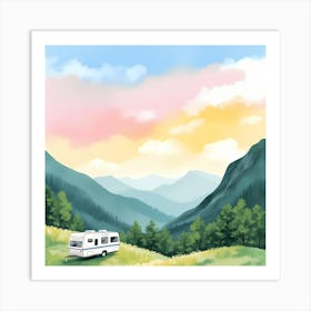 Rv In The Mountains Art Print