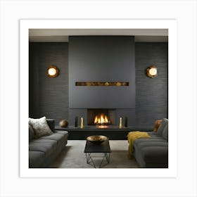 Modern Living Room With Fireplace 10 Art Print