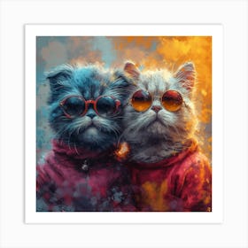 Two Cats In Sunglasses Art Print