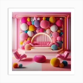 Pink Pom Pom Room Art Print