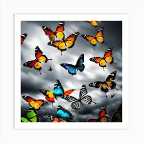 Colorful Butterflies In The Sky Art Print