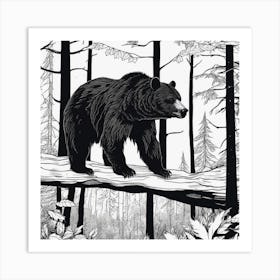 Black Bear In The Woods 2 Art Print