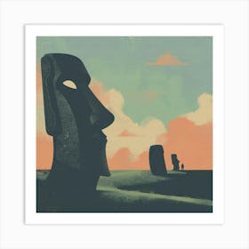 Moai Head Dark Art Print