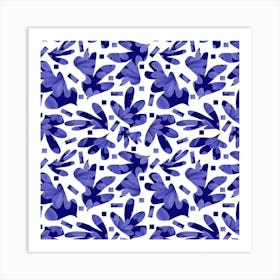 Floral Galore Navy Blue Marks Art Print
