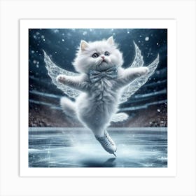 Cat On Ice Art Print