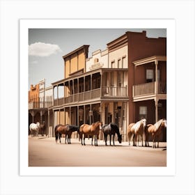 Horses In The Old West Art Print