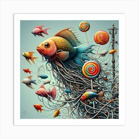 Floating Fish and Lollypops #9 Art Print