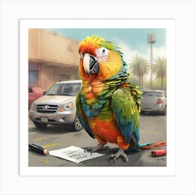 Parrot Drawing 2 Art Print