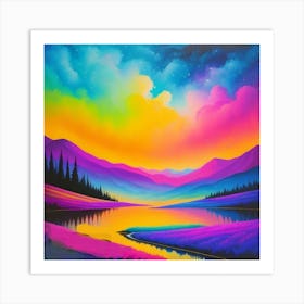 Sunset In The Mountains Art Print