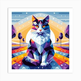 Butterbean Low Poly Cat Art Print