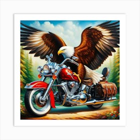 Eagle On A Motorcycle Art Print