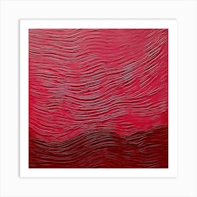 Red Wavy Lines Art Print