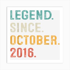 Legend Since October 2016 6th Birthday Gifts 6 Years Old Boy Art Print