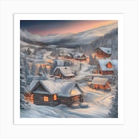 Winter Village Art Print