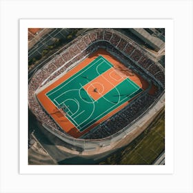 Aerial View Of A Basketball Court Art Print