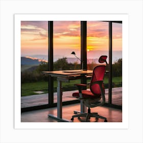 Sunset At The Office Art Print