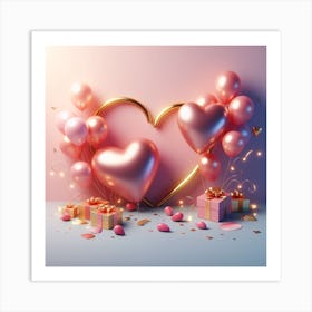 Heart Love Balloons Art Print