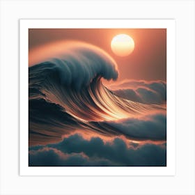 Ocean Wave At Sunset Art Print