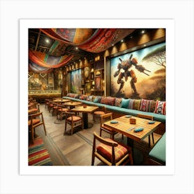 A Vibrant And Lively Dining Space In A Futuristic Art Print