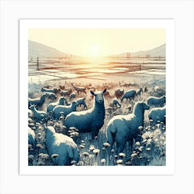 Sheep In The Snow Art Print