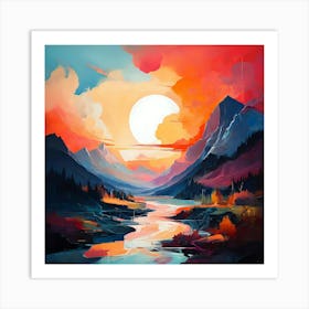 Sunset Over The Mountains Art Print