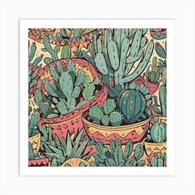 Cactus Seamless Pattern 2 Poster