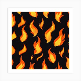 Flames On Black Background 45 Art Print