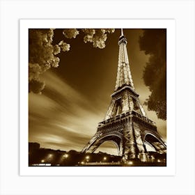 Eiffel Tower In Sepia 1 Art Print