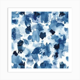 Blue Watercolor Splashes 5 Art Print