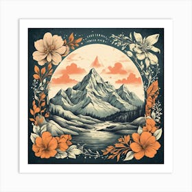 Mountain Landscape With Flowers 1 Art Print