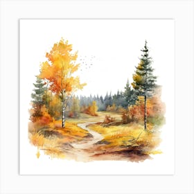 Watercolor Autumn Forest 8 Art Print