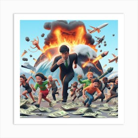 People saves their lives when earth end Art Print