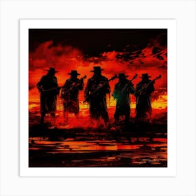 Devil's Music - 5 Musicians In Silhouette Art Print