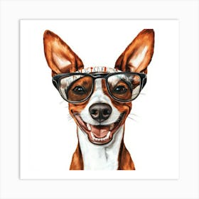 Dog With Glasses 11 Art Print