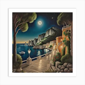 Night On The Amalfi Coast Art Print