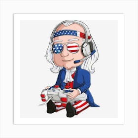 Trending Benjamin Ben Franklin Gamer 4th Of July Usa Art Print