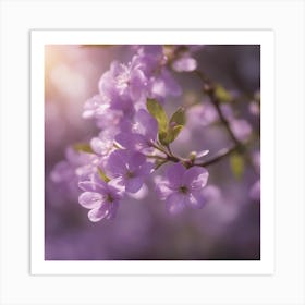 A Blooming Violet Blossom Tree With Petals Gently Falling In The Breeze 1 Art Print