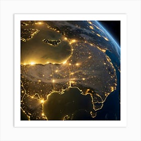 Earth At Night 7 Art Print