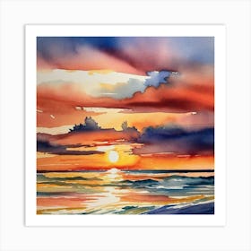 Sunset On The Beach 104 Art Print