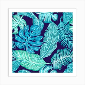 Tropical Greens Leaves Design 2 Art Print