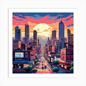 Pixelated Pop Art Cityscapes Or Landscapes Reimagined In A Pixelated Style Reminiscent Art Print