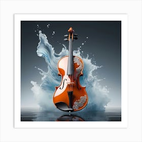 Violin Splashing Water Poster