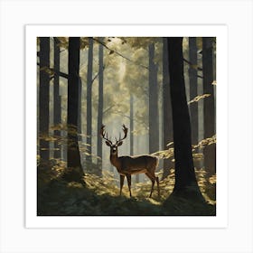 Deer In The Woods 23 Art Print