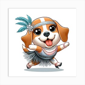 Beagle Dancing In A Flapper Costume Art Print