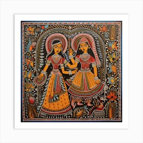 Two Indian Women By Sanjay Kumar Art Print